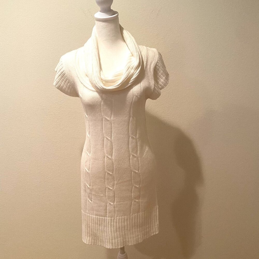 Ambiance Apparel Women's Short Sleeves Knit Midi Dress   White   Size: M